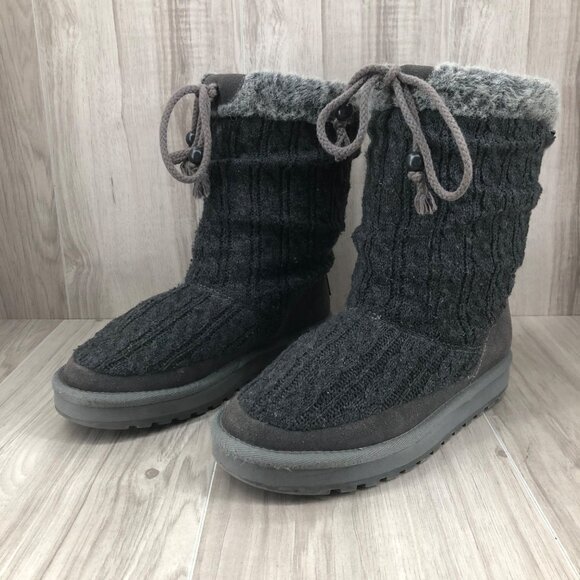 Skechers Boots Womens 7.5 Keepsakes Blur Gray Sweater Knit Pull On Winter Shoes - Picture 4 of 12